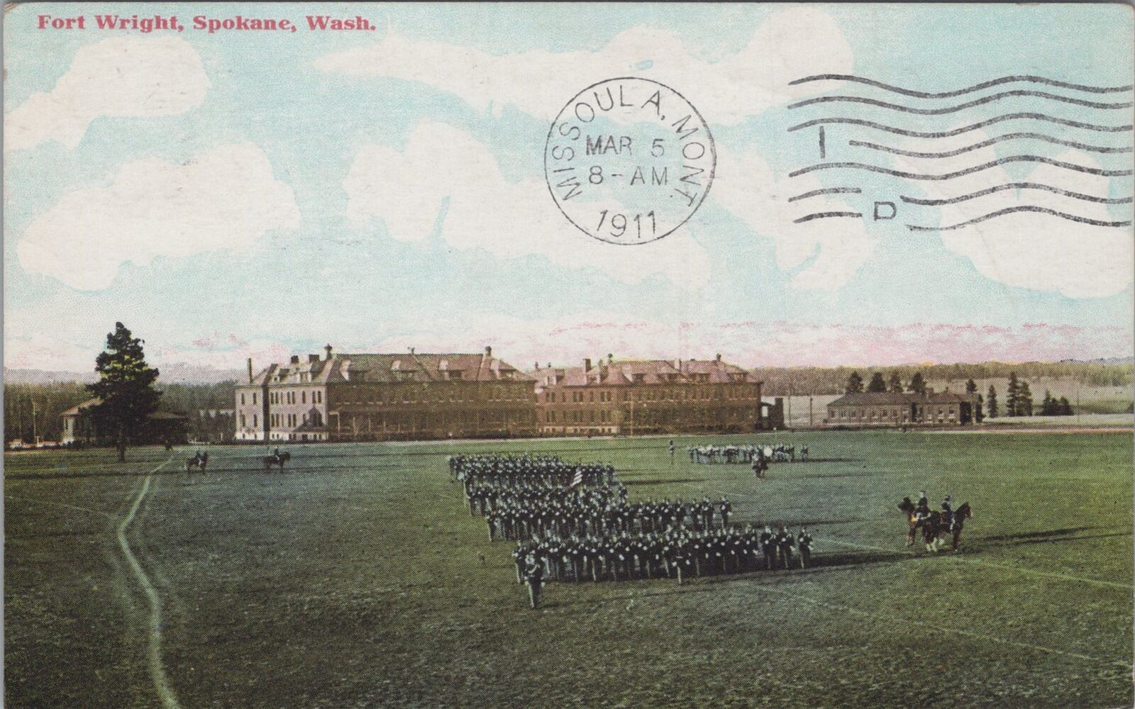 Fort Wright Spokane Washington 1911 Postcard to Missoula Montana