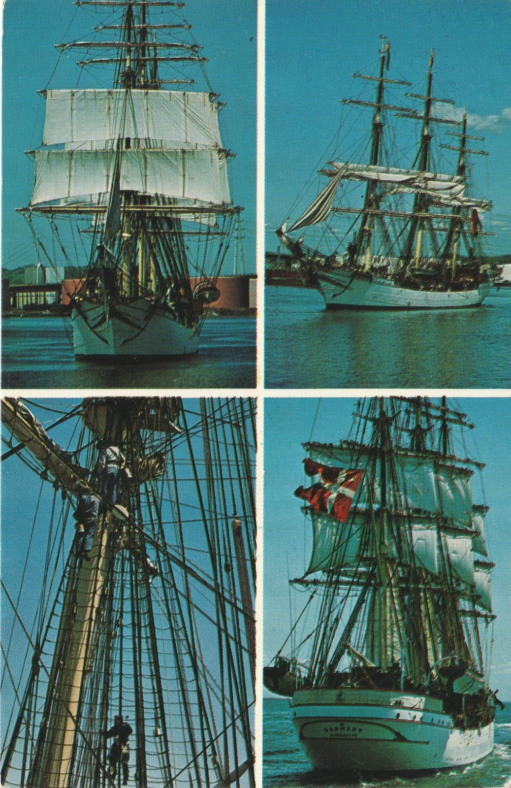 Danmark 3 masted Ship Postcard Copenhagen Denmark New Haven Marine WWII