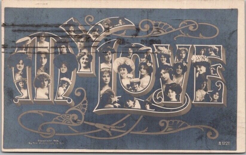 Vintage 1907 Large Letter Greetings Postcard \