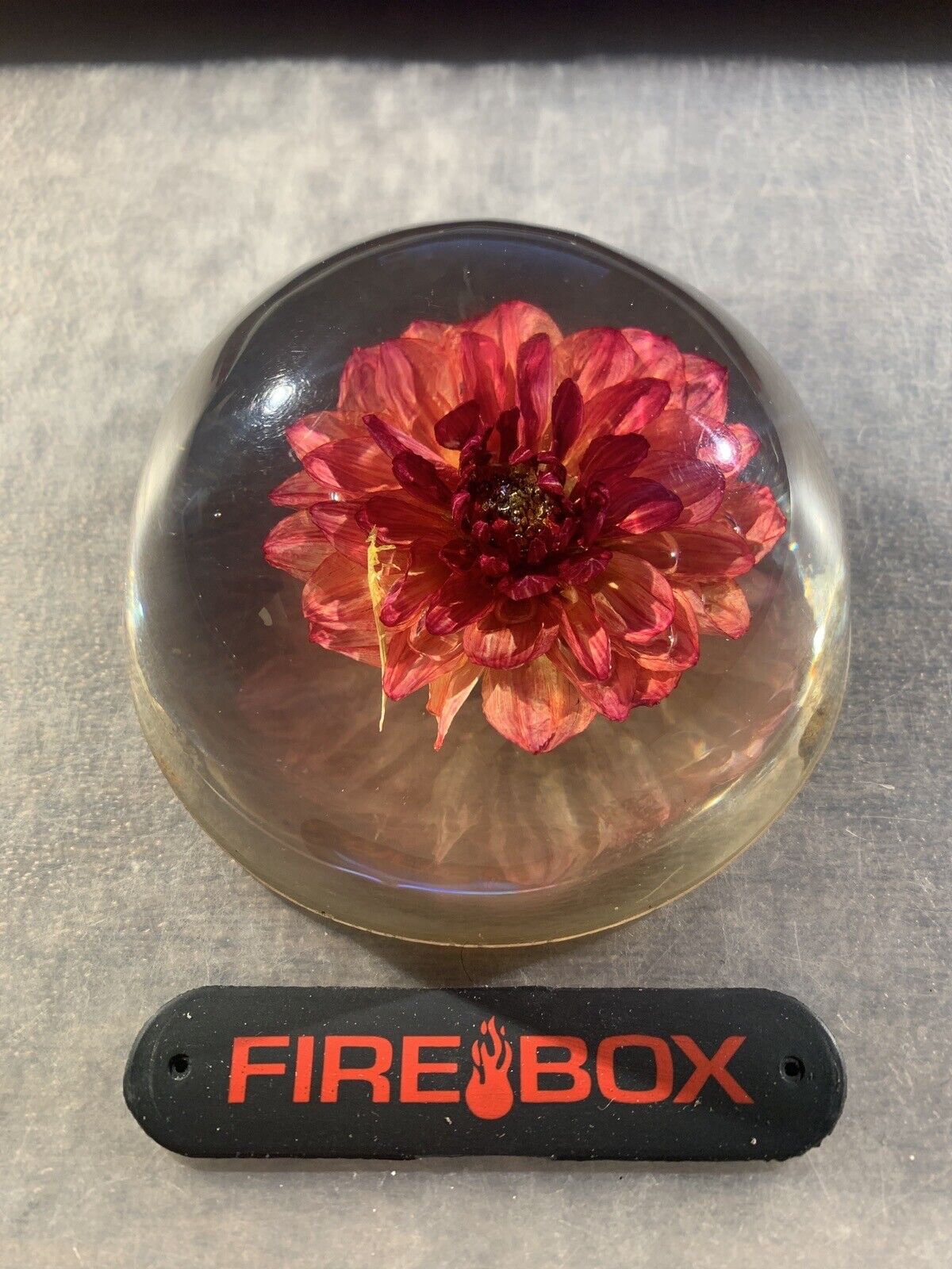 Vintage Lucite Resin Paperweight w/ Dahlia Flower - *READ*