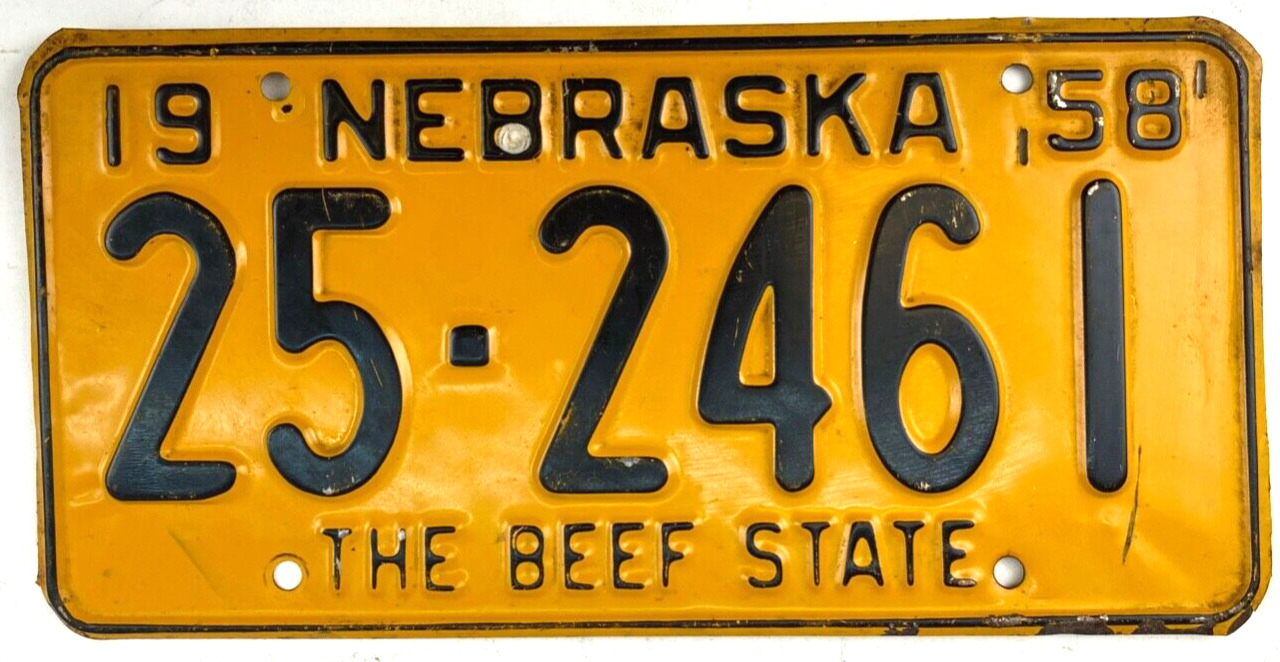 Nebraska 1958 Old License Plate Man Cave Vintage Garage Butler Co Collectors