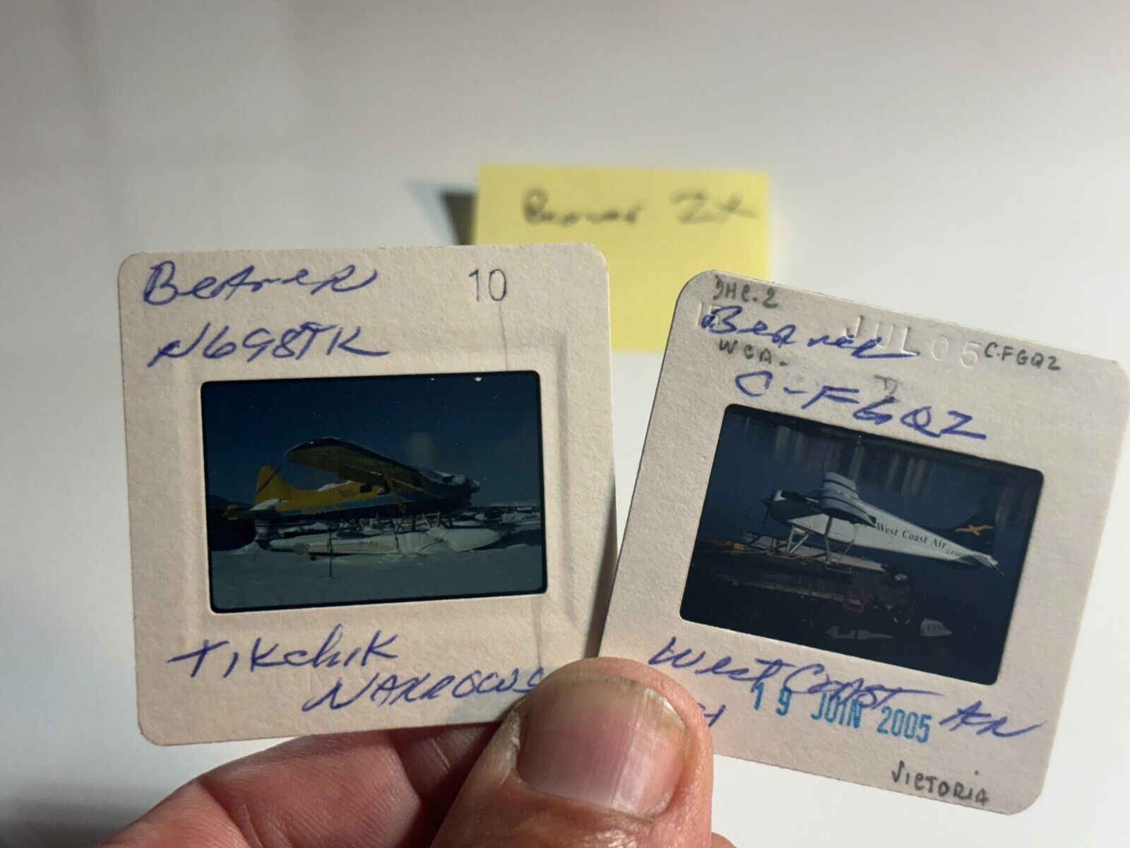 snow BEAVER coast FLYING BOAT water SEA PLANE aircraft 2X 35mm SLIDE air AIRLINE