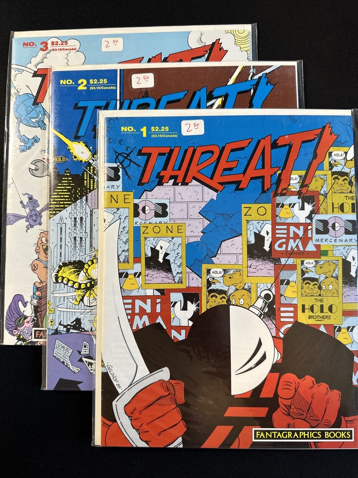 Threat #1 2 3 Comic Magazine Fantagraphics 1986 Lot Run Set Very Fine