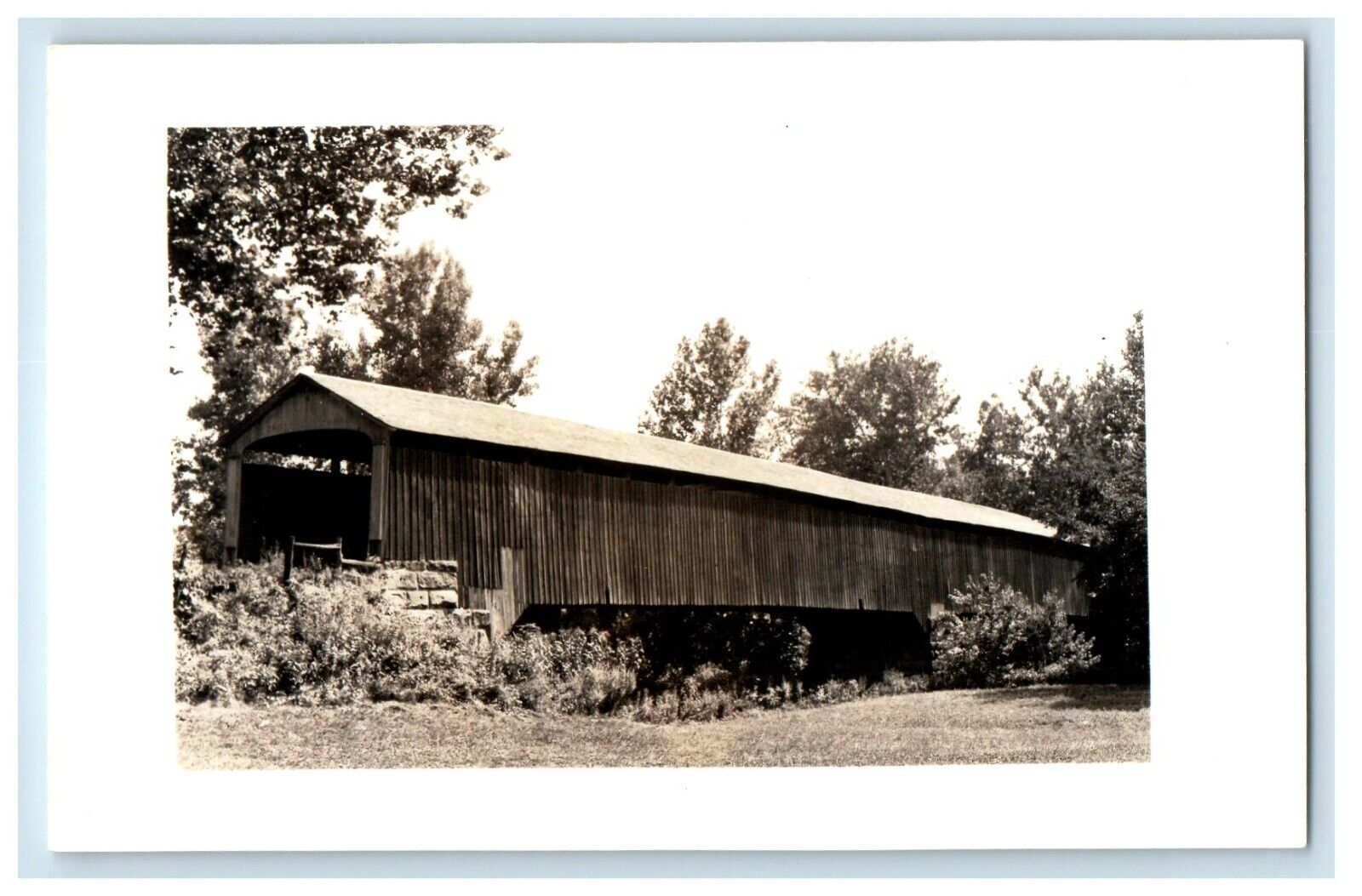 c1940's Covered Bridge Nikens Park Co. Indiana IN RPPC Photo Vintage Postcard