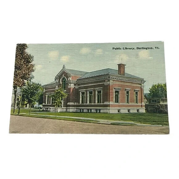 Postcard Public Library Burlington Vermont Vintage B199