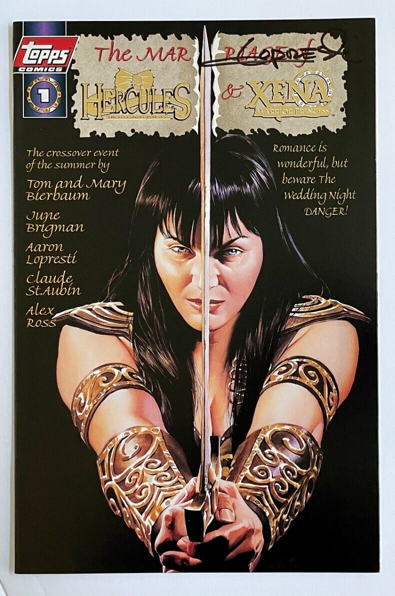 Marriage of Hercules and Xena 1 Alex Ross Gold Variant Signed Aaron Lopresti NM