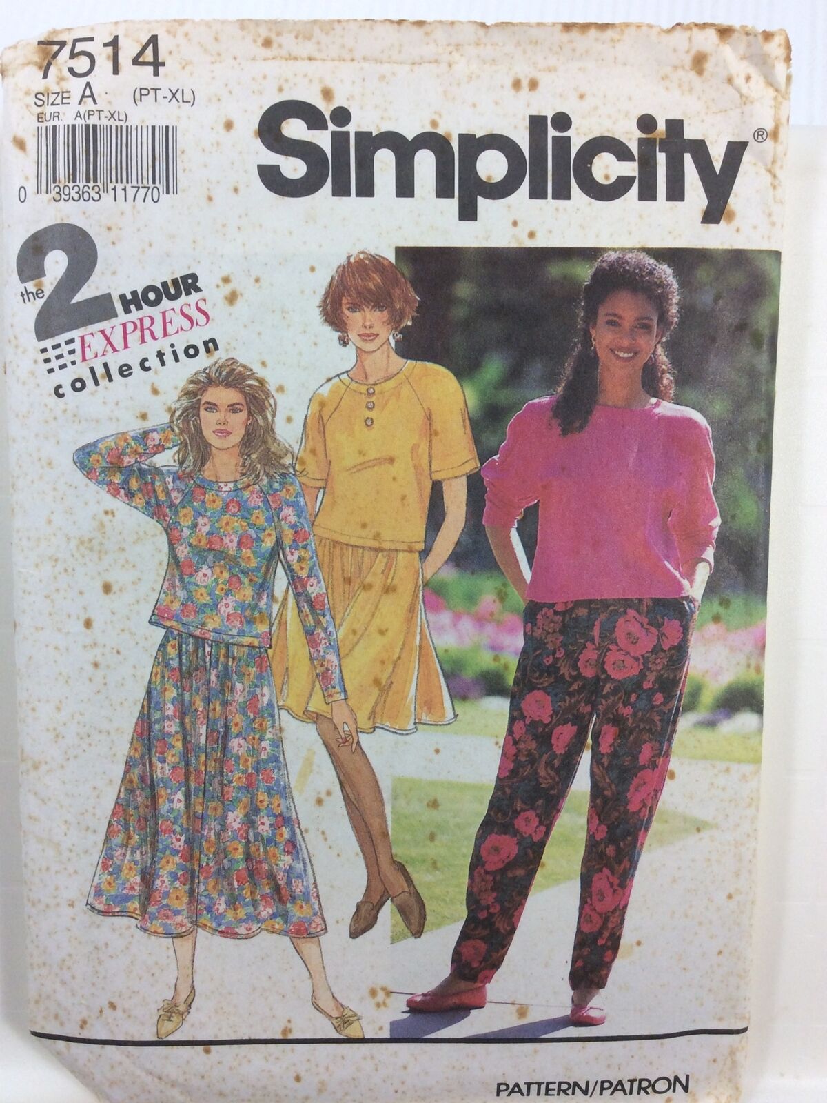 1991 Simplicity 7514 Vintage Sewing Pattern Women Skirt Pants Top Size PT to XL
