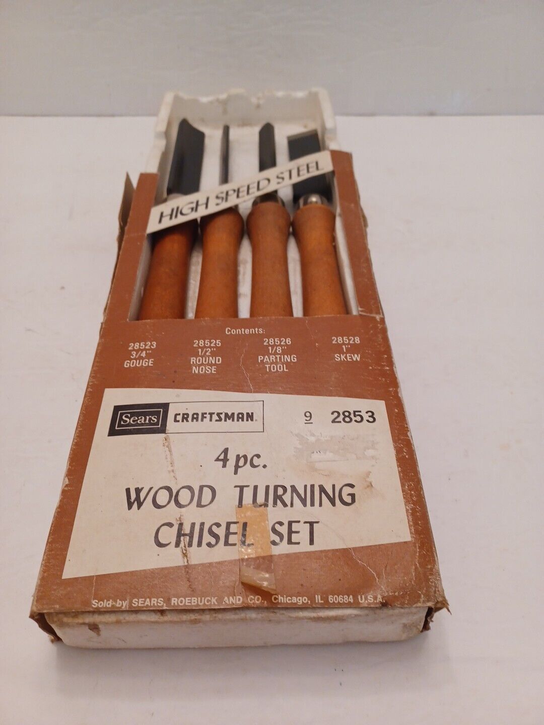 VTG Sears Craftsman #9-2853 4pc Wood Turning Chisel Set (high speed steel)NOS