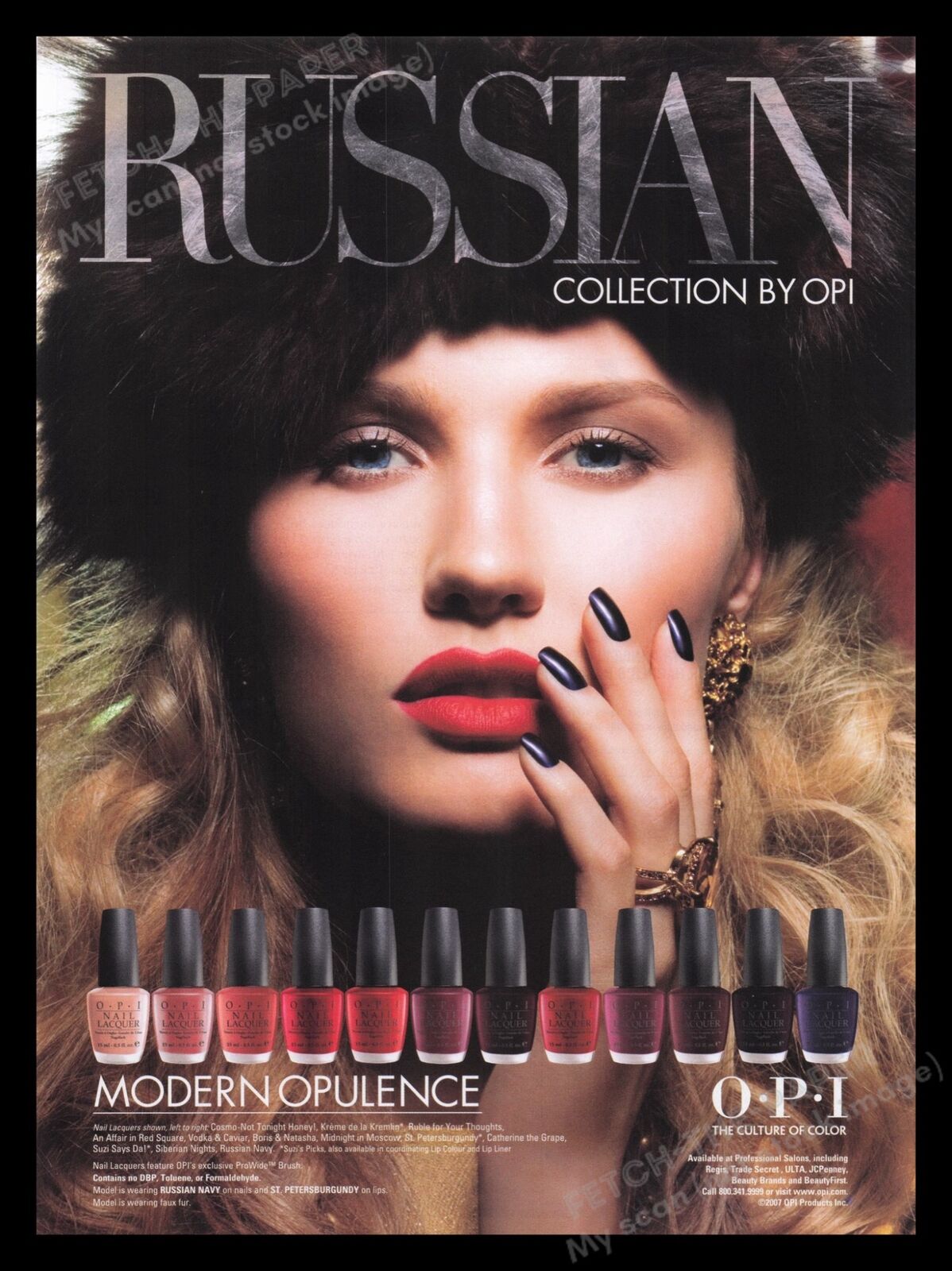 O.P.I. Nail Polish 2000s Print Advertisement Ad 2007 Russian Cosmetics