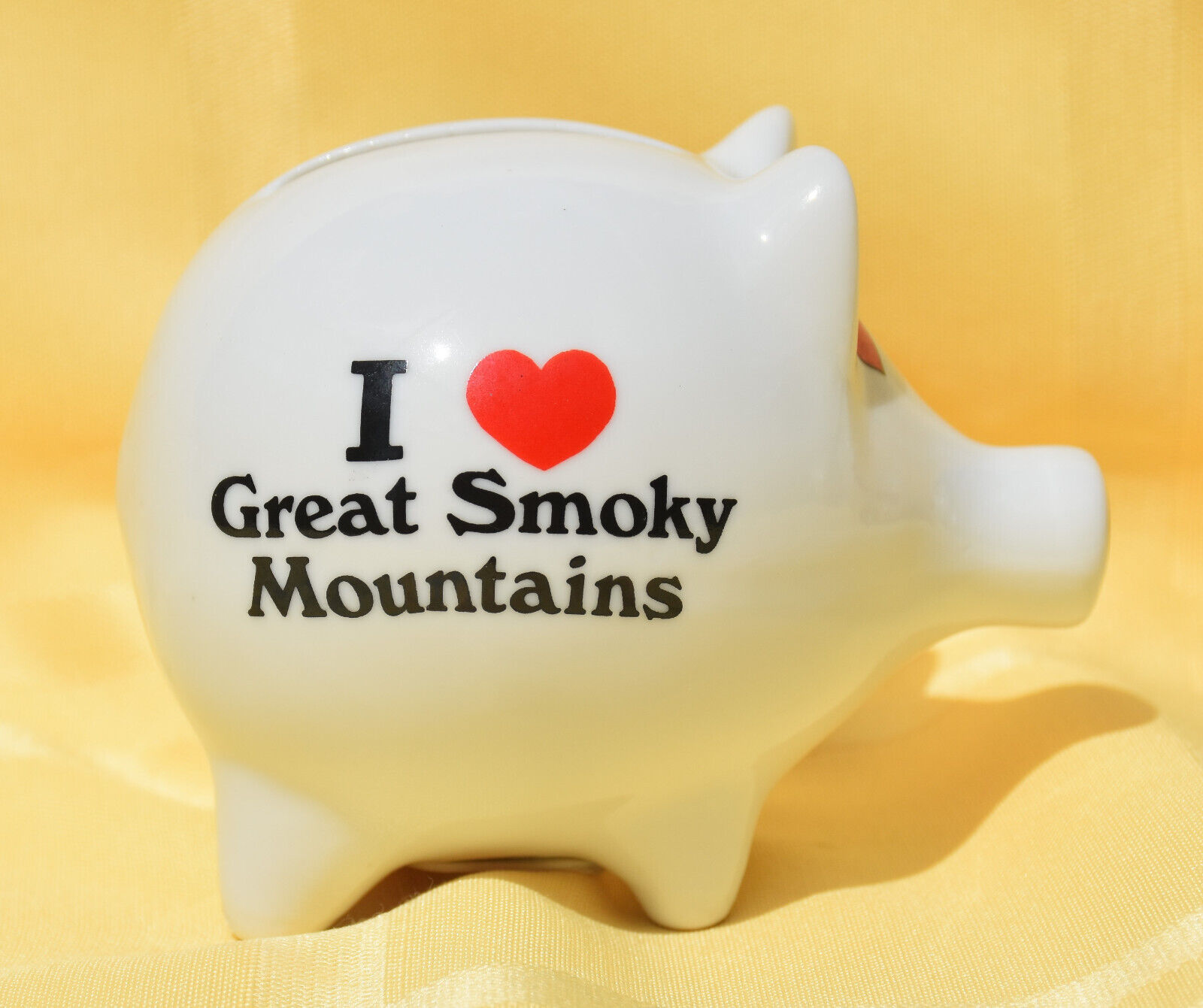 Vintage Great Smoky Mountains Souvenir Piggy Bank 3.5 Inch Excellent Condition
