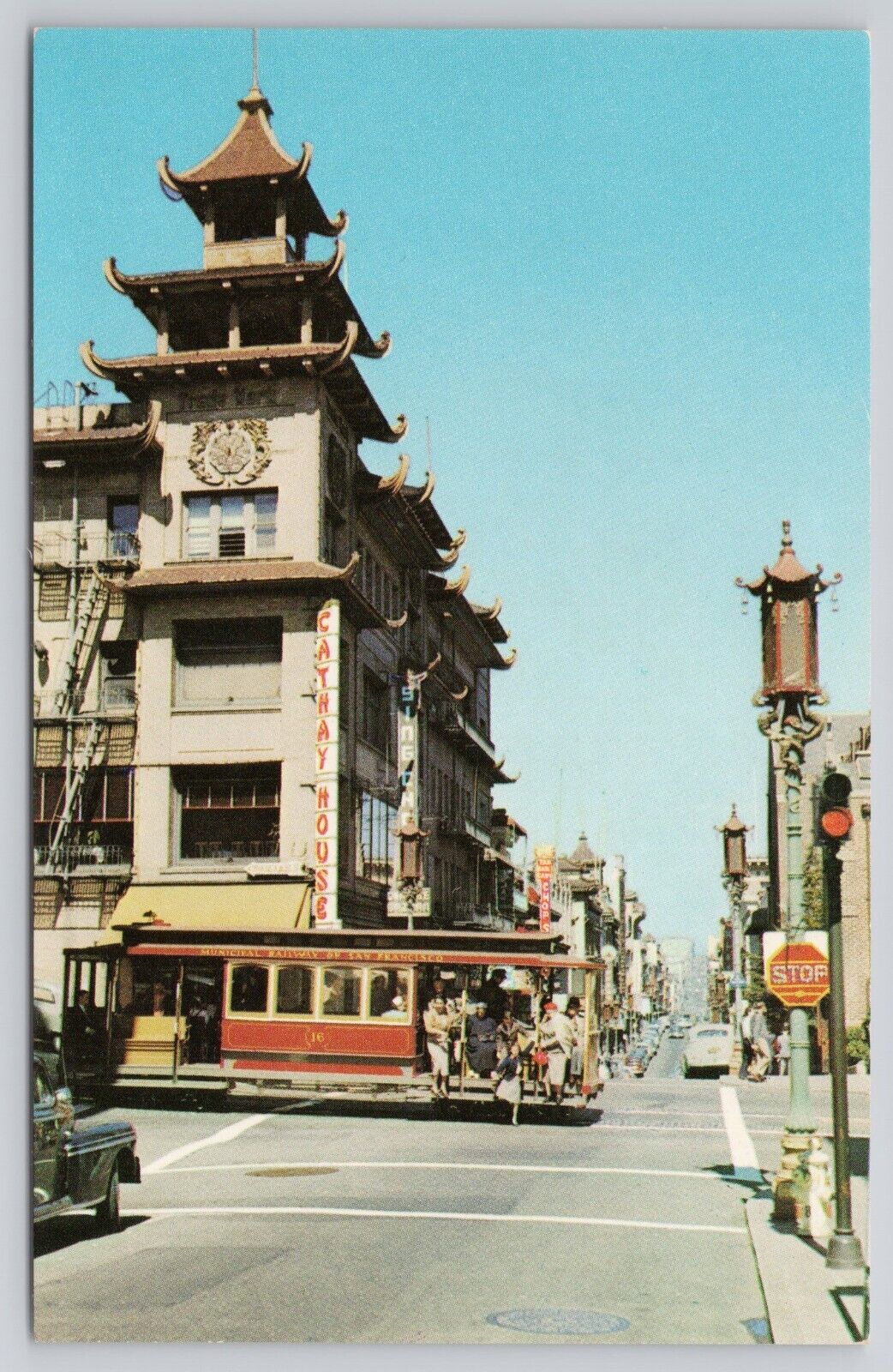 Chinatown Streetcar San Franciso California CA Postcard