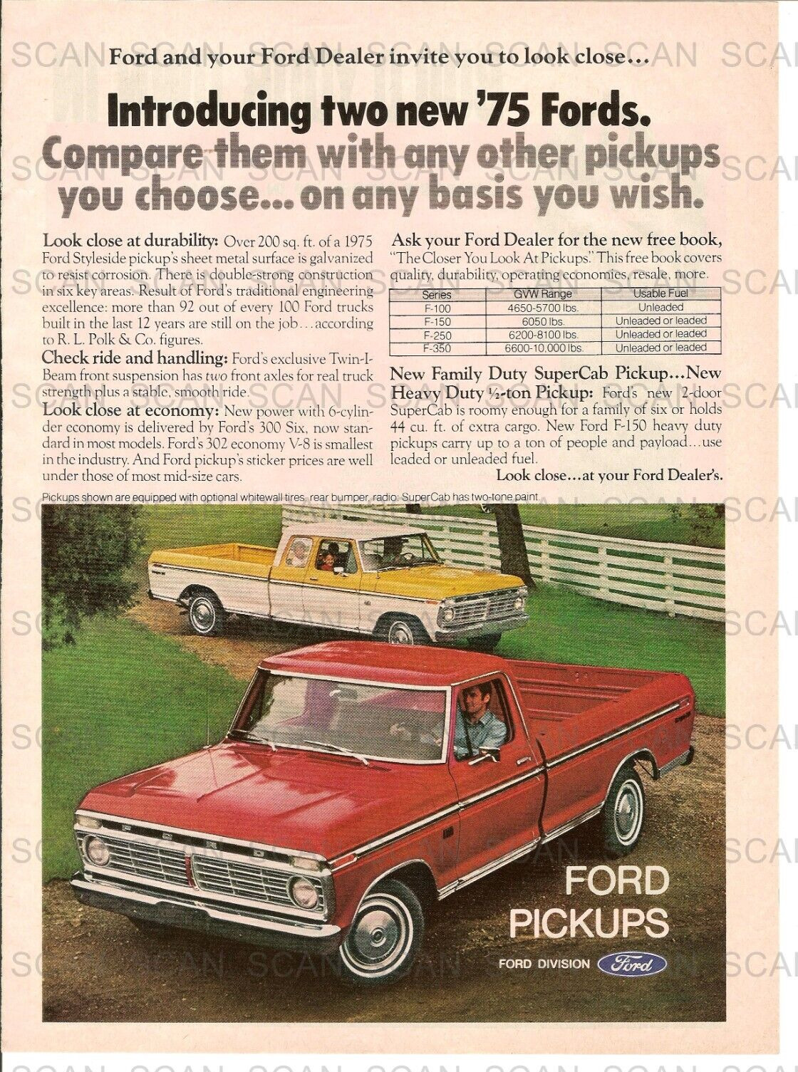 1975 Ford Pickups   1974 Vintage Magazine Ad    Ford Pickup Trucks
