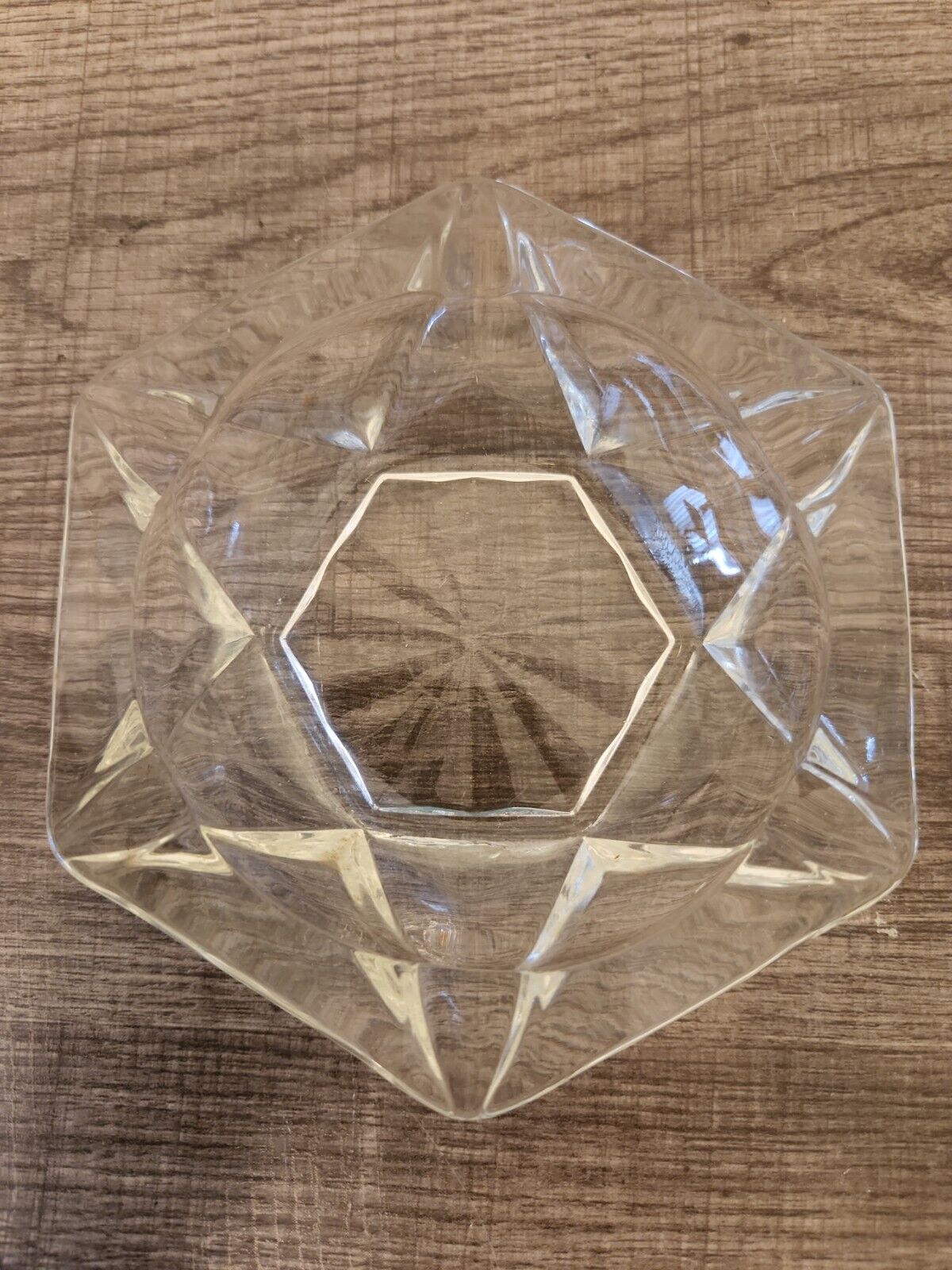 Medium Mid-Century Hexagonal Glass Ashtray