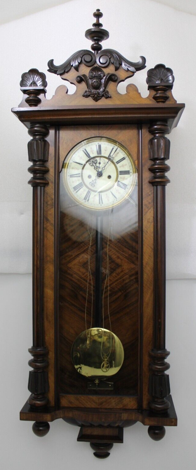 Antique Twin Weight Regulator Wall Clock Regulatorfabrik Germania 1896, Serviced
