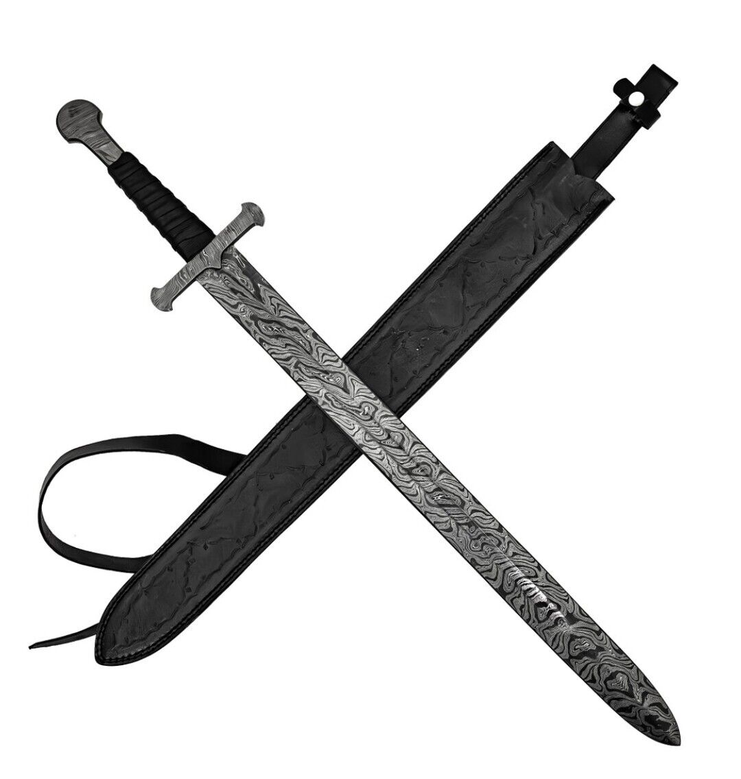 Custom Hand Forged Damascus Sword Medieval Tone Vikings Style for Outdoor & Hunt