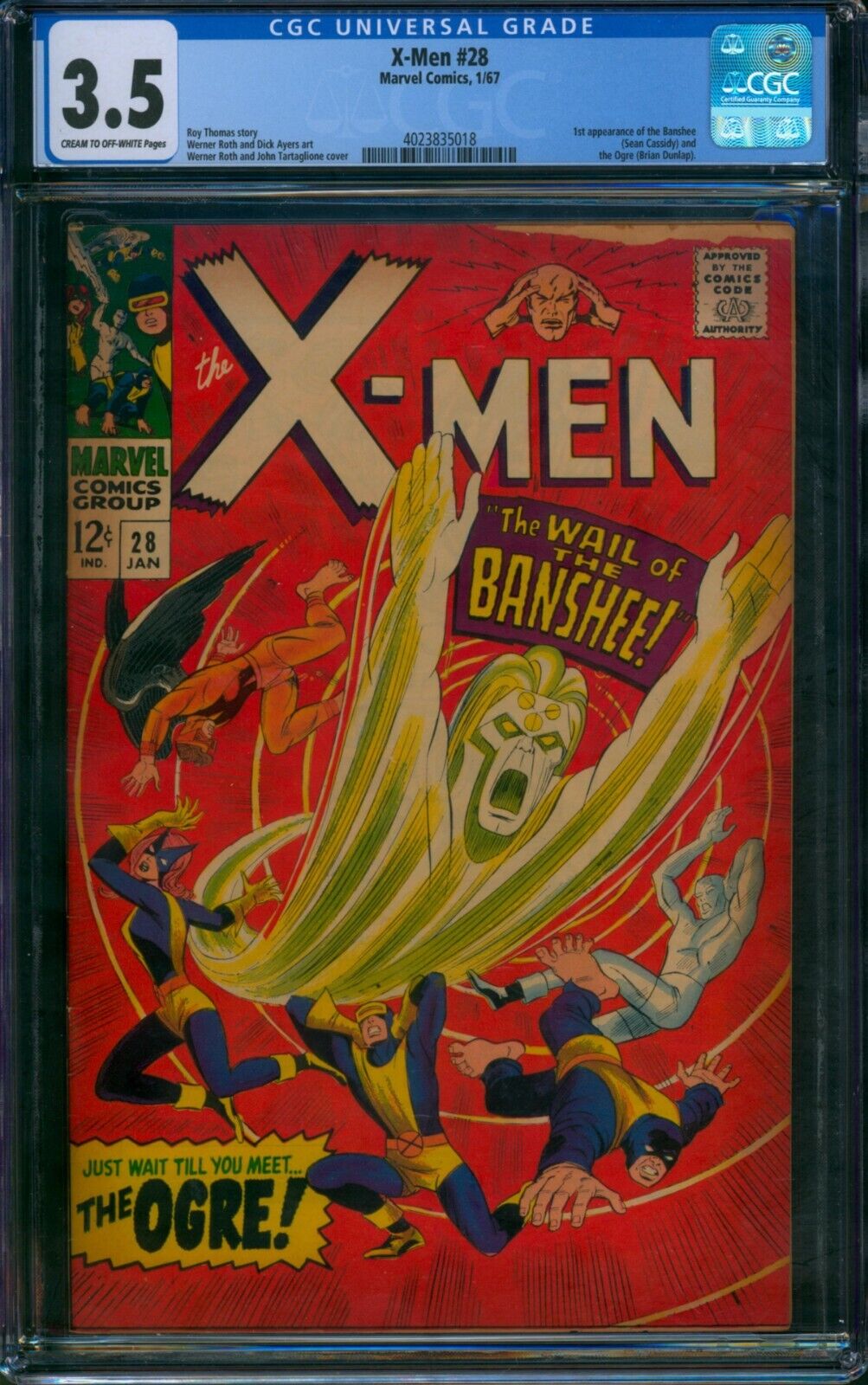 X-Men #28 🌟 CGC 3.5 🌟 1st Appearance of BANSHEE Silver Age Marvel Comic 1967