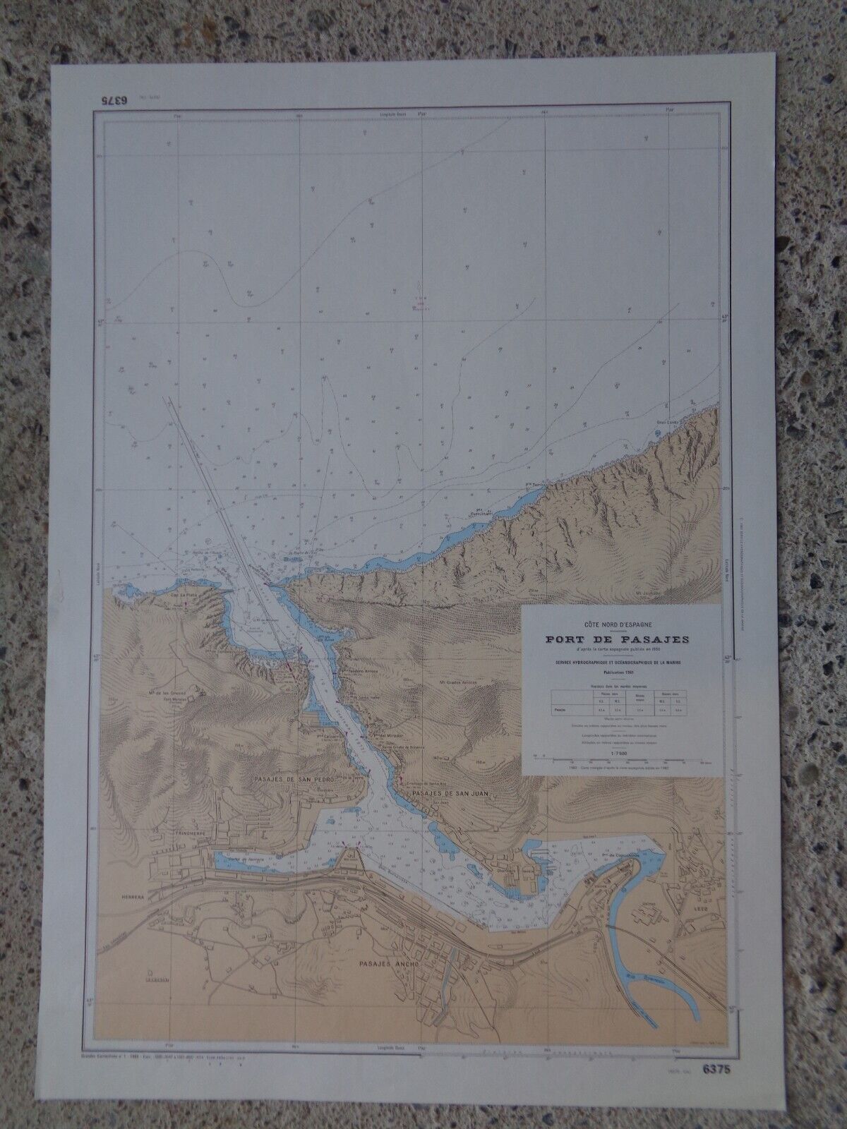 1961 MARINE MAP / Port of Pasajes North Coast of Spain