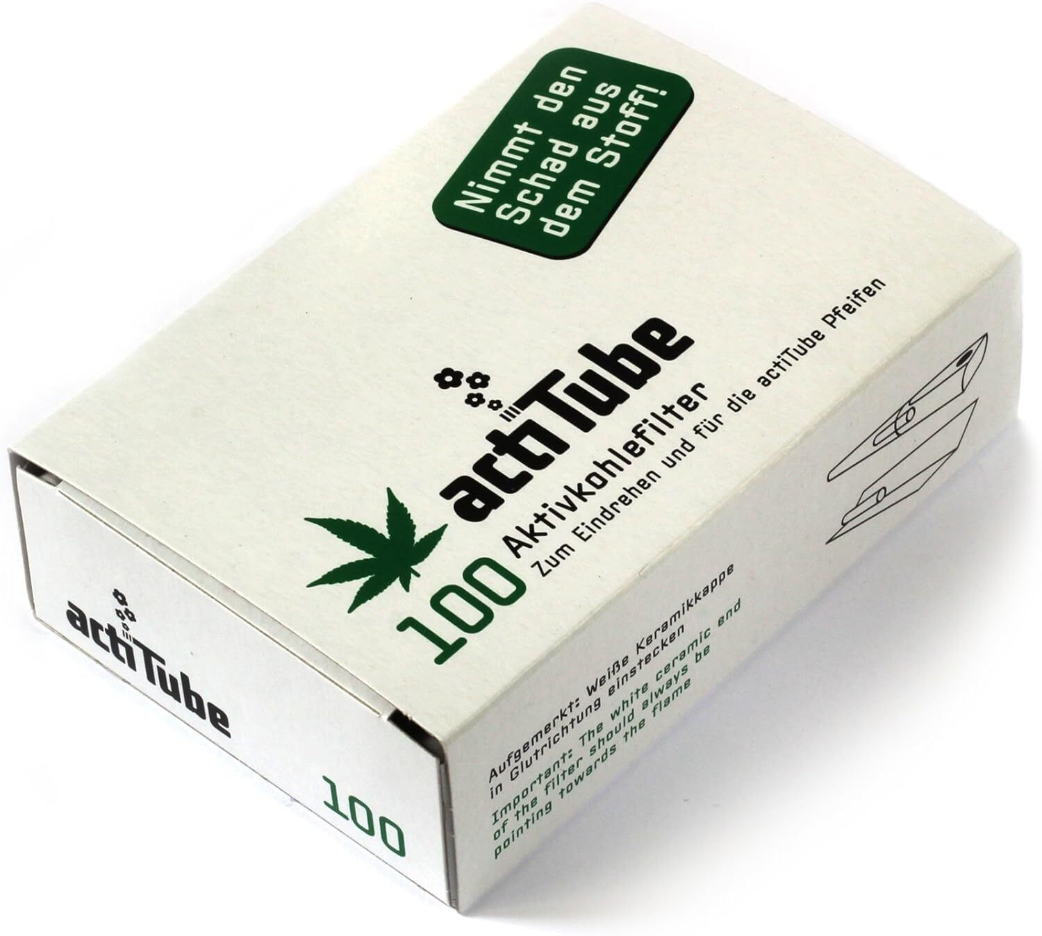 actiTube - Activated Charcoal Filters for Rolling 9mm - 1 Box = 100 Filters