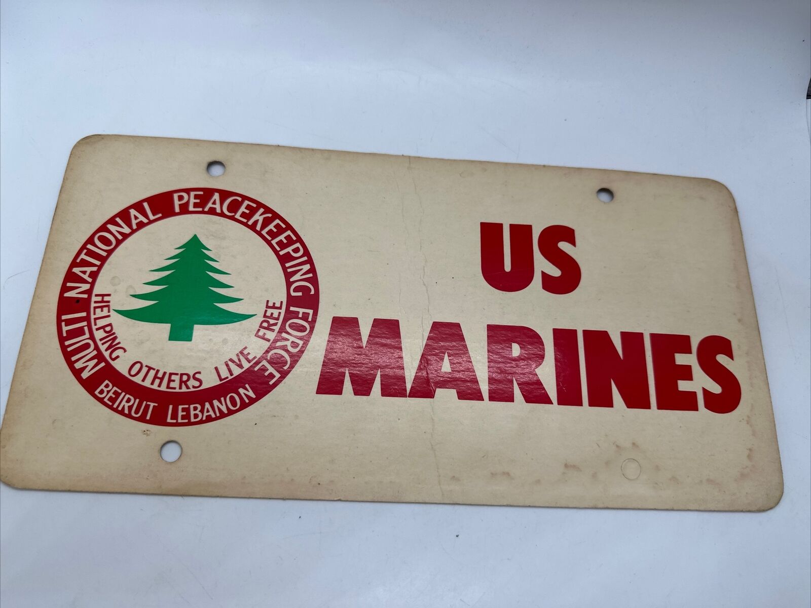 USMC Marines Lebanon Beirut Multinational Peacekeeping Force 1982-84 License Pla