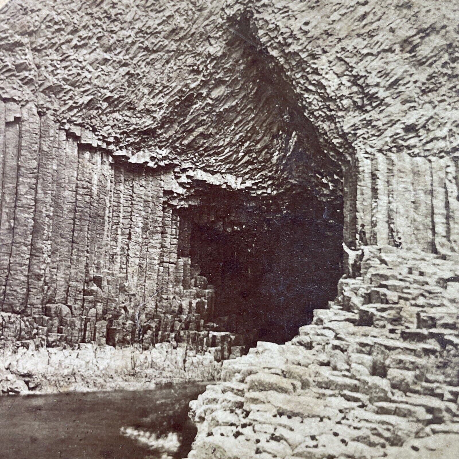 Antique 1880s Fingals Cave Staffa England North Sea Stereoview Photo Card P3368