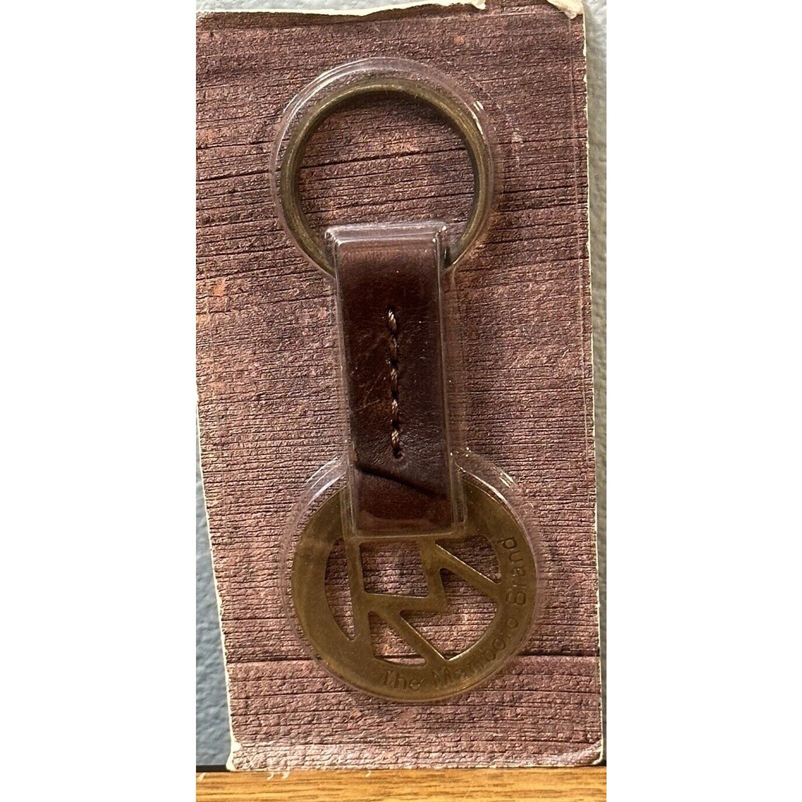 Marlboro Country Store Keychain Keyring Brass Logo Leather Strap New Vintage 90s
