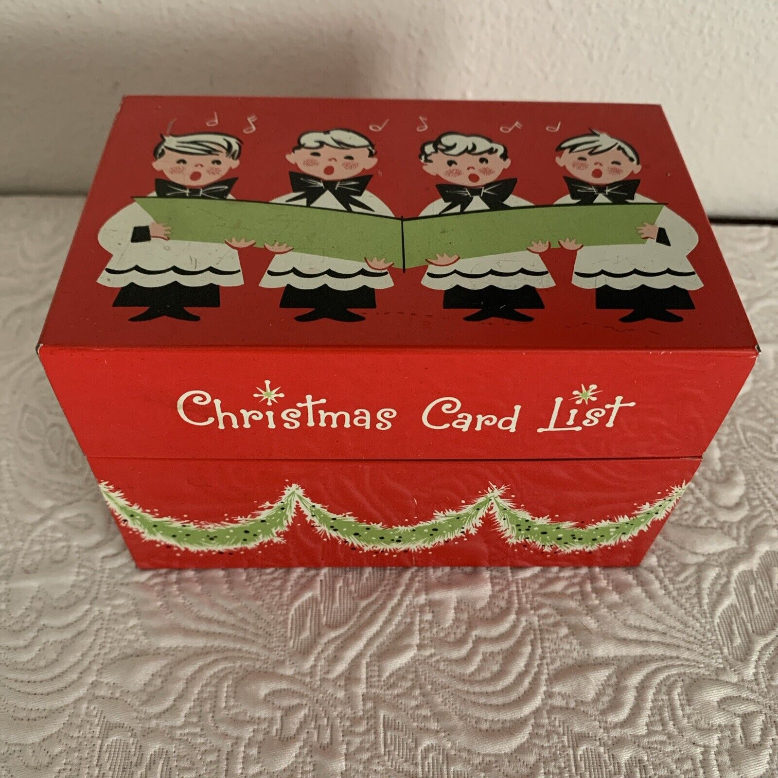 STYLECRAFT 810  Vintage  TIN Christmas Cards List  Box Choir Boys