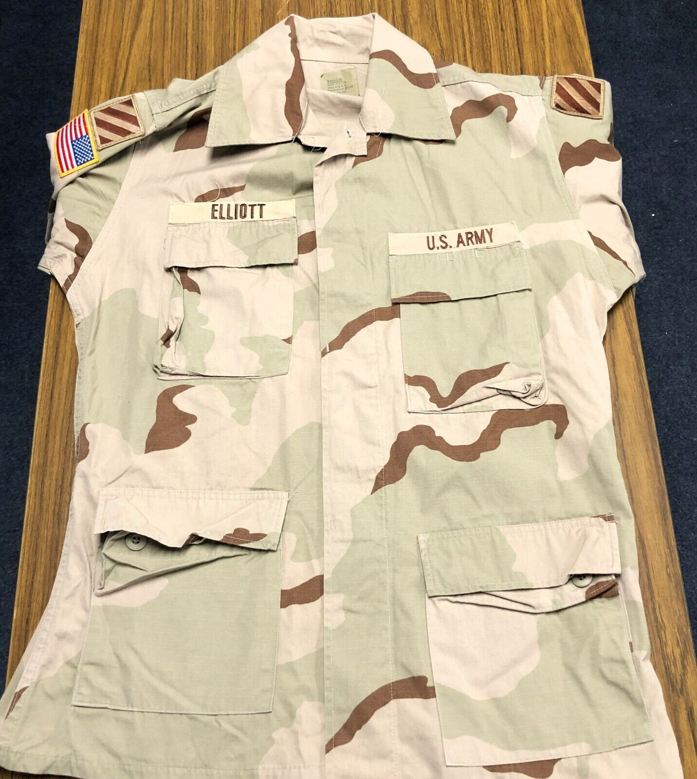 US Army DCU Desert Camo Blouse Patched 3ID MED LONG OIF OEF