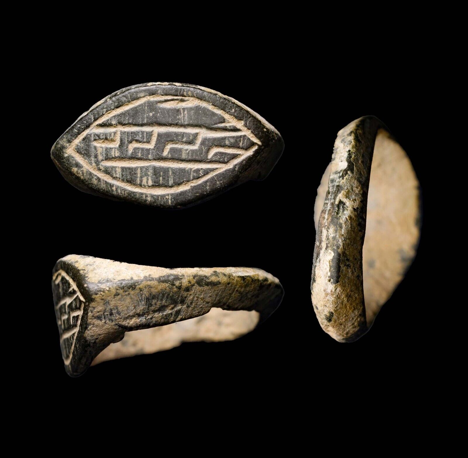 Repeating Letter Kabala Esoteric Judaea Jewish Ancient Ring Seal SPECTACUALR COA