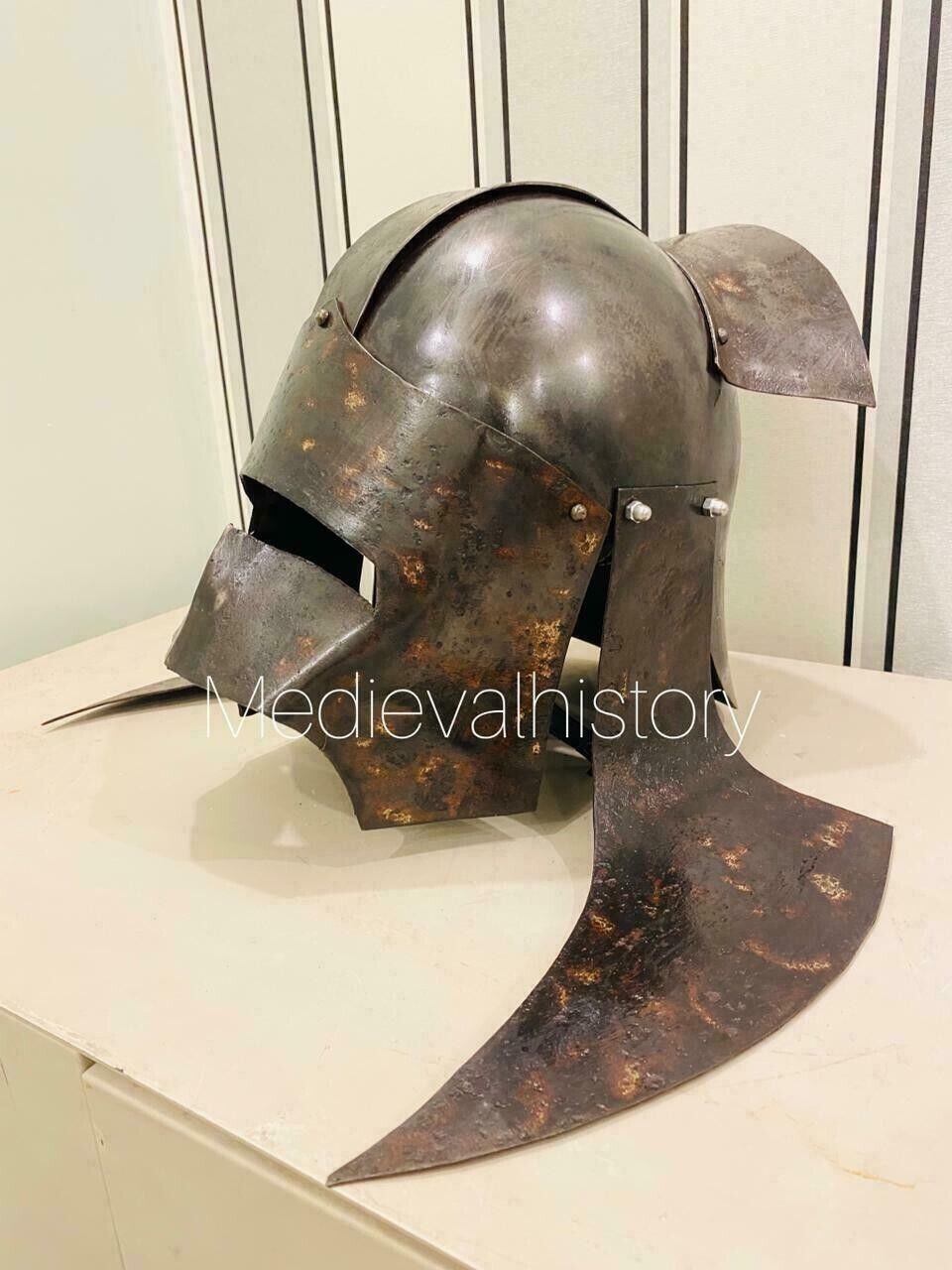 Medieval Dwarves Uruk-Hai Helmet 18G Steel Lord Of The Ring LARP Cosplay Helmet