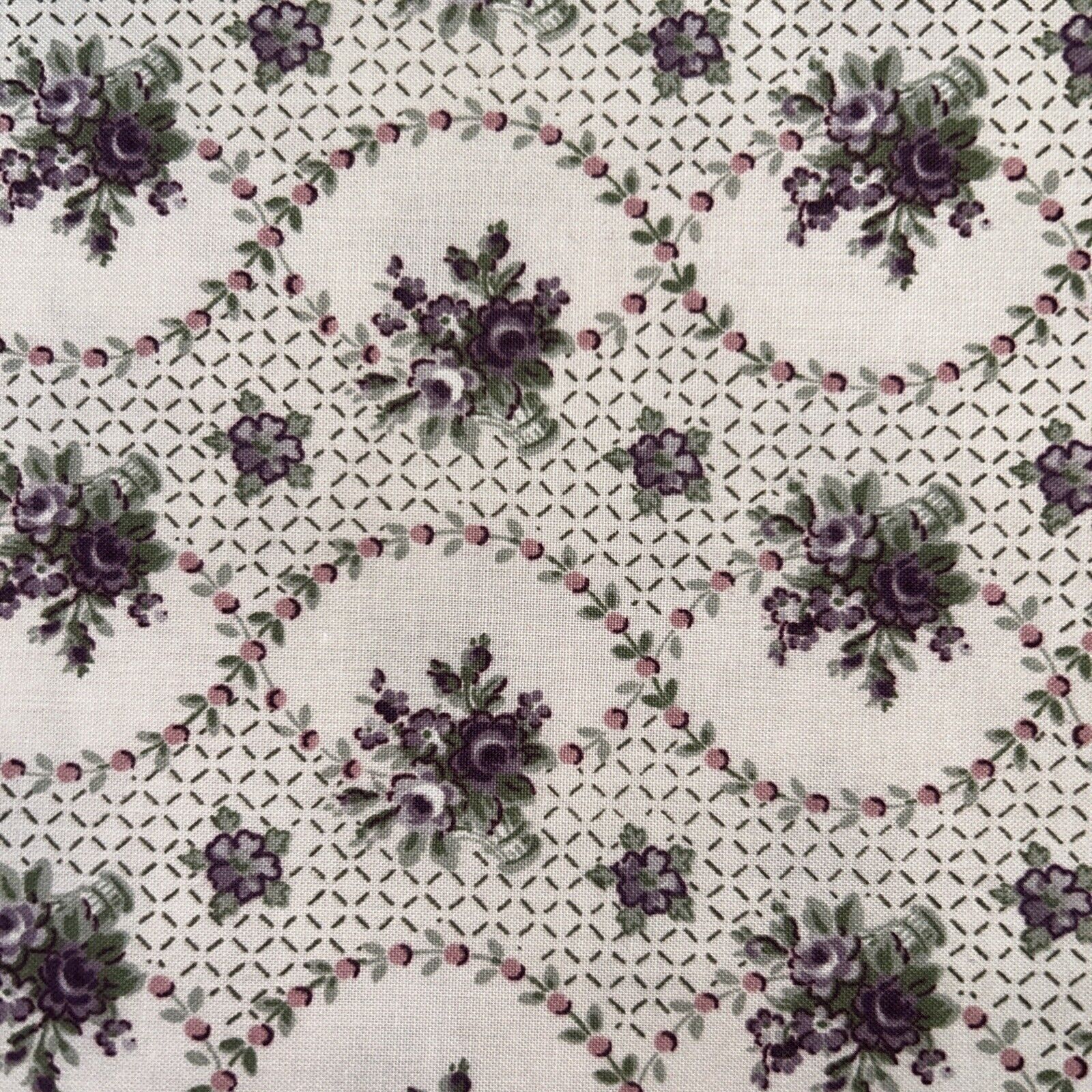 Vintage Laura Ashley Interiors Fabric ENGLISH COUNTRY Violet Floral 3 1/2 Yd