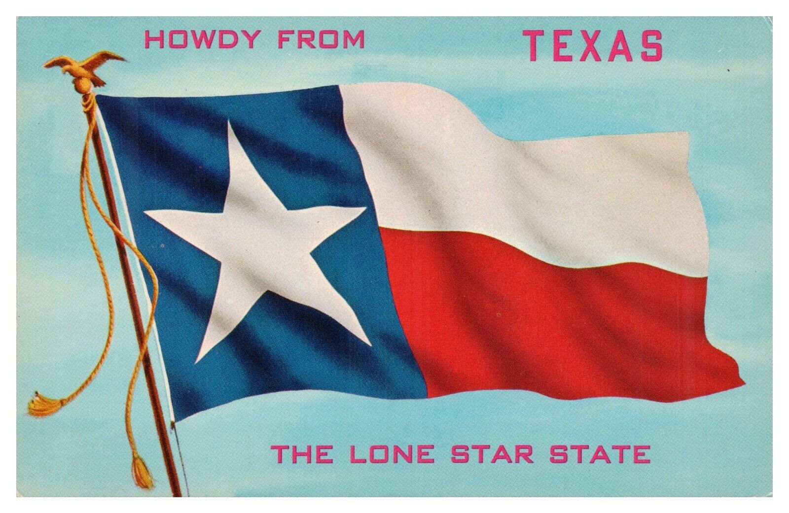 Vintage Howdy from Texas State Flag Postcard The Lonestar State Unused Chrome