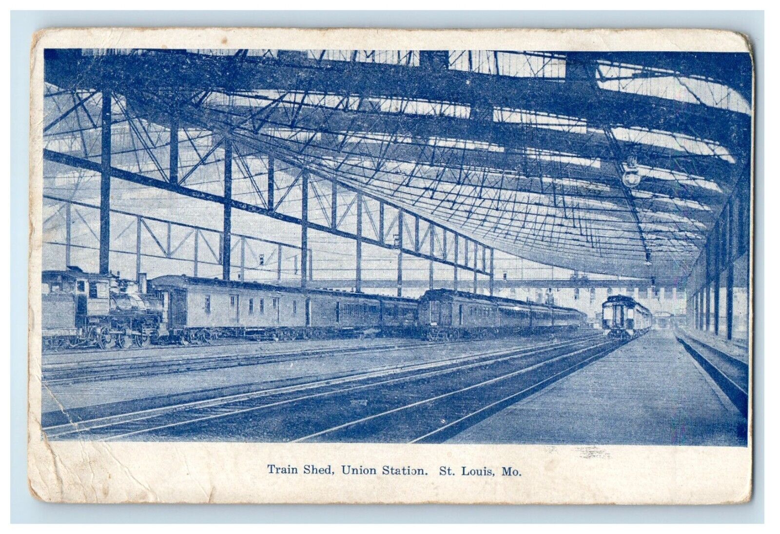 1909 Train Shed Union Station St. Louis Missouri MO Posted Antique Postcard