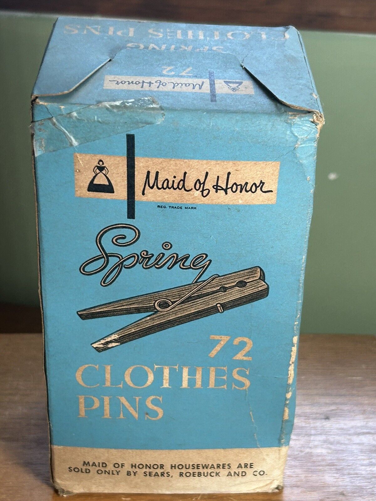 vintage SEARS Maid of Honor Spring Clothes Pins 72 ct in box mid-century