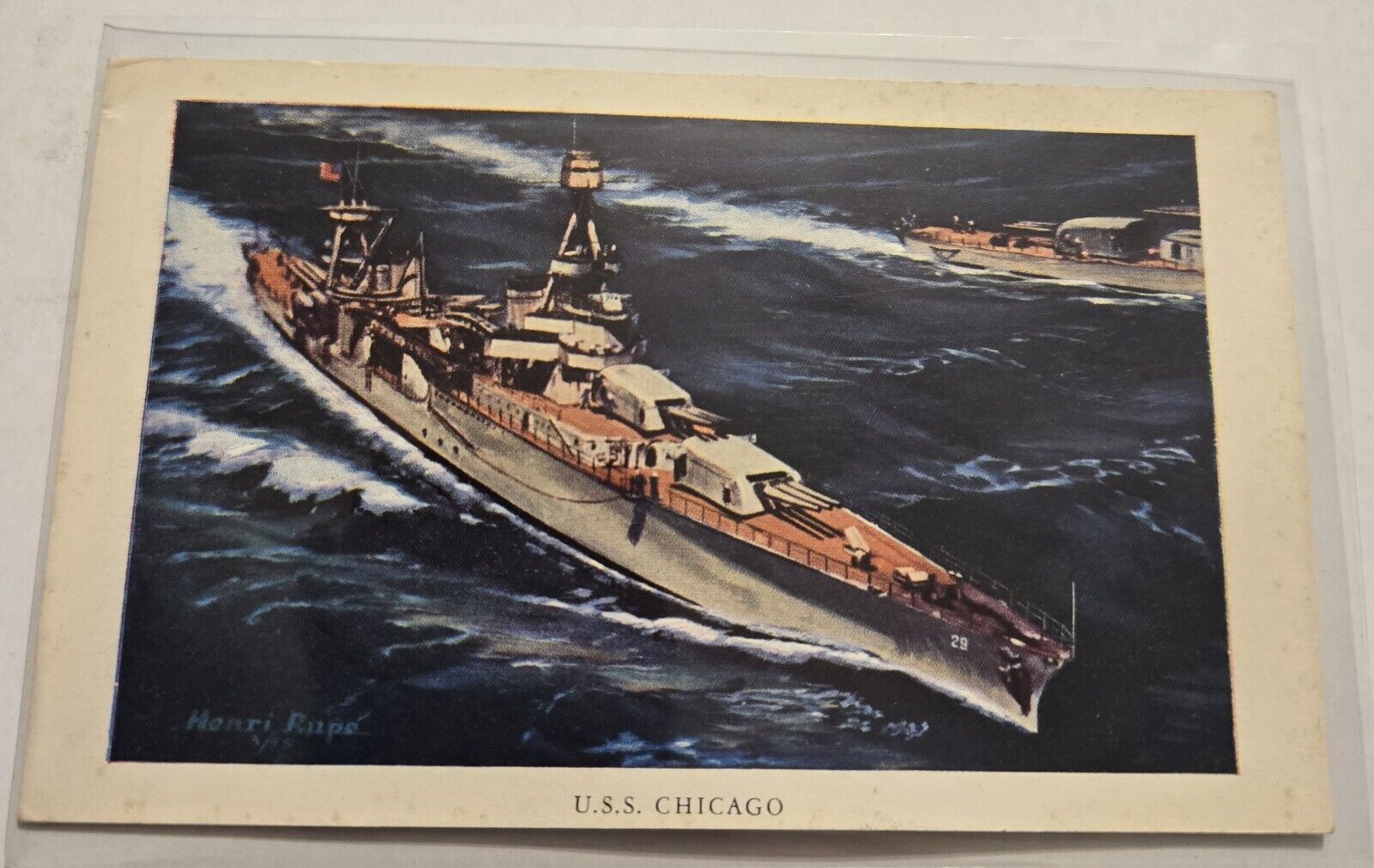 Vintage Postcard U.S.S. Chicago Cruiser Military Ship Z3
