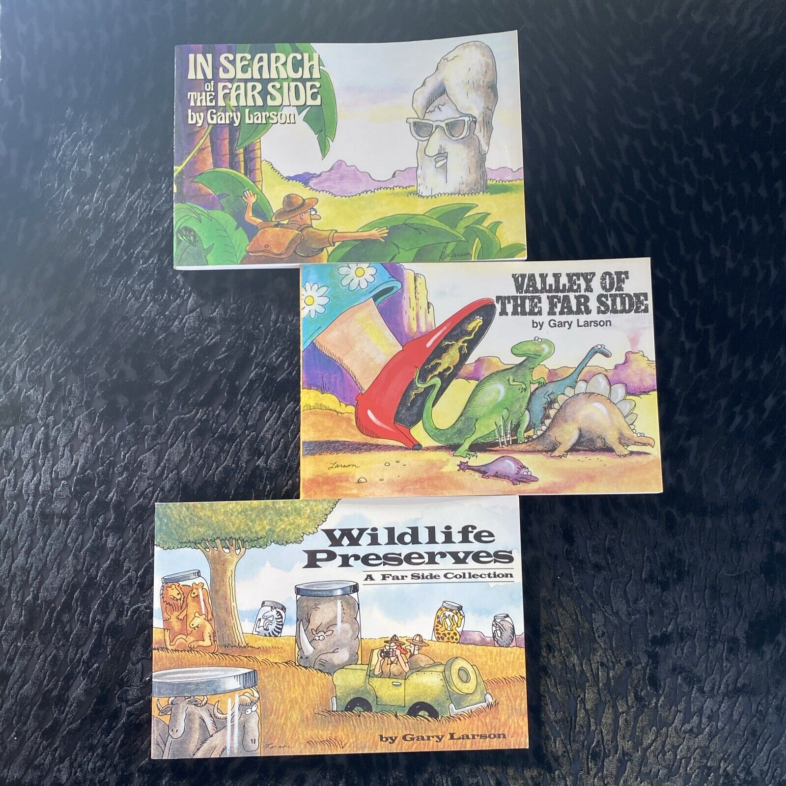 LOT OF 3 GARY LARSON THE FAR SIDE BOOKS: In Search, Valley, Wildlife Preserve