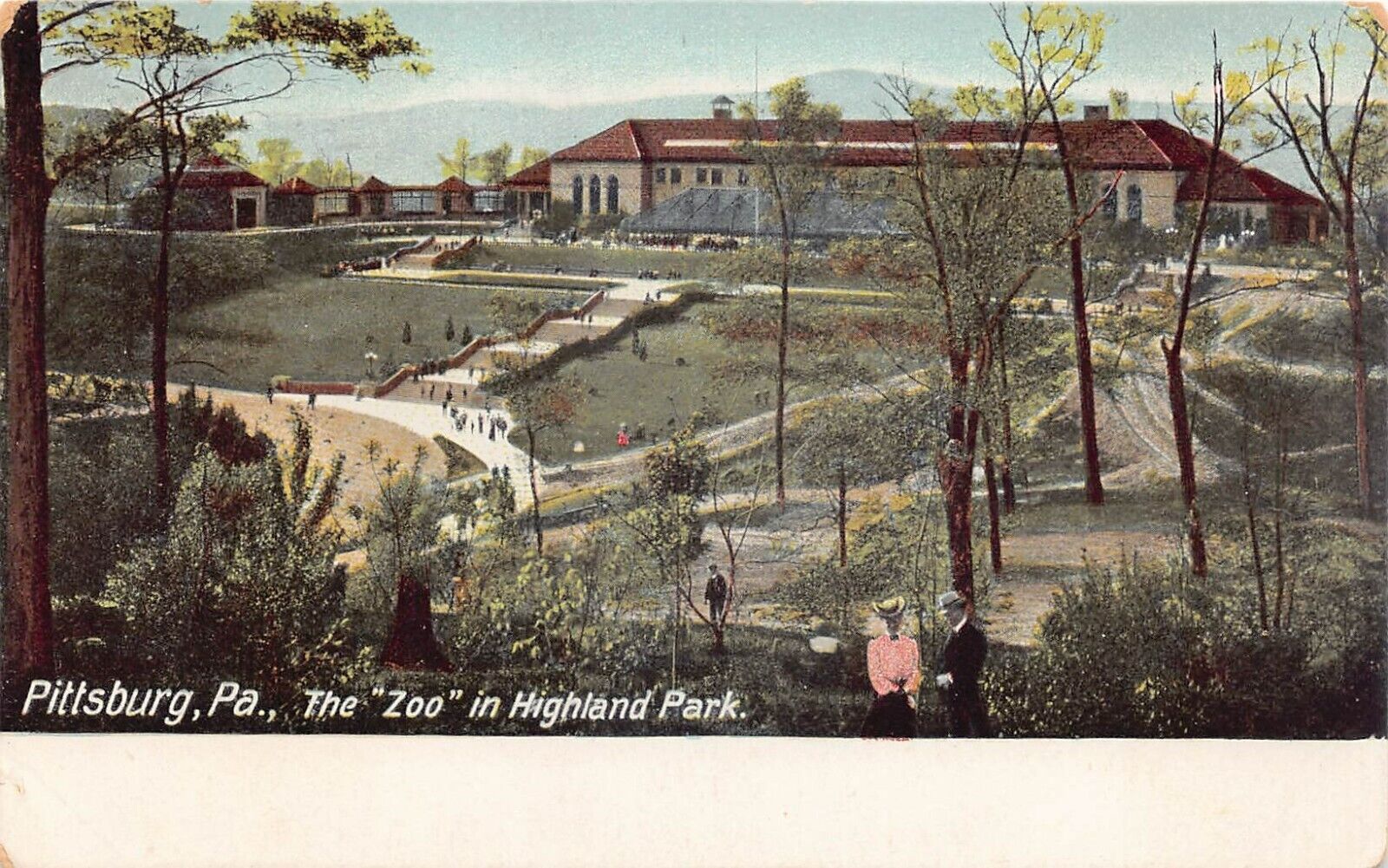 Pittsburgh PA Pennsylvania Highland Park Zoo Aquarium Victorian Vtg Postcard V6