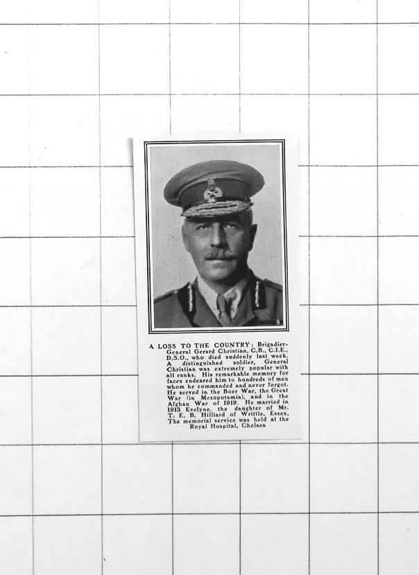 1930 Brigadier General Gerard Christian, Sudden Death Announced