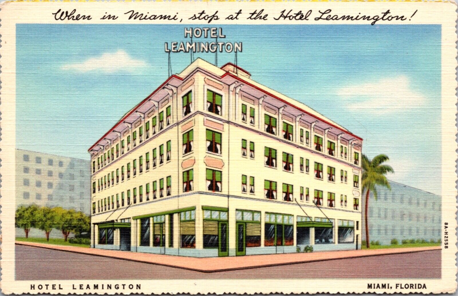 Linen Postcard Hotel Leamington in Miami, Florida