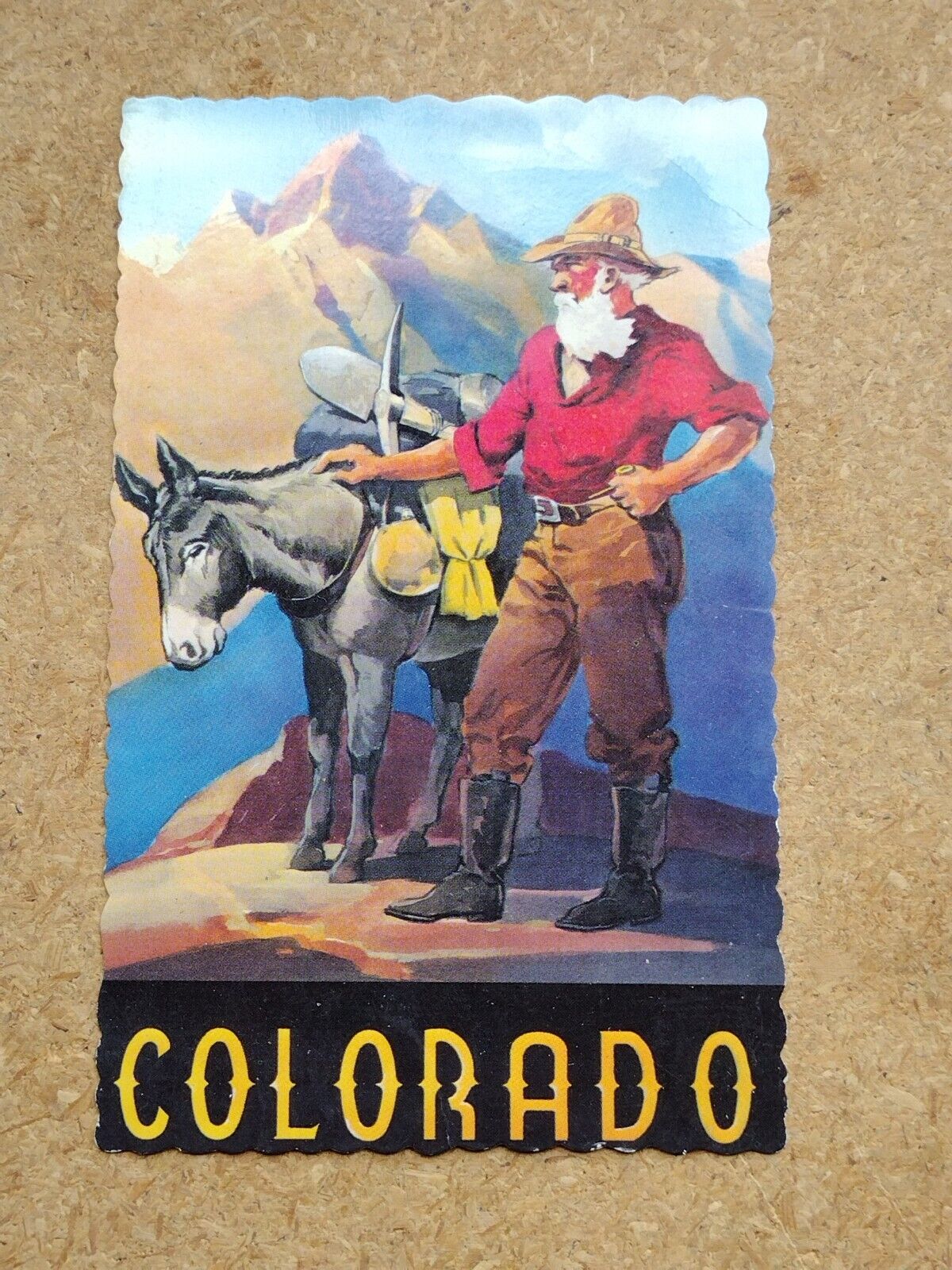 Colorado Early day Prospector and burro Vintage Dexter Press Postcard