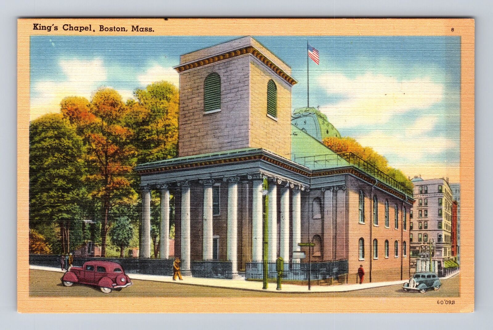 Boston MA-Massachusetts, King\'s Chapel, Antique, Vintage Souvenir Postcard