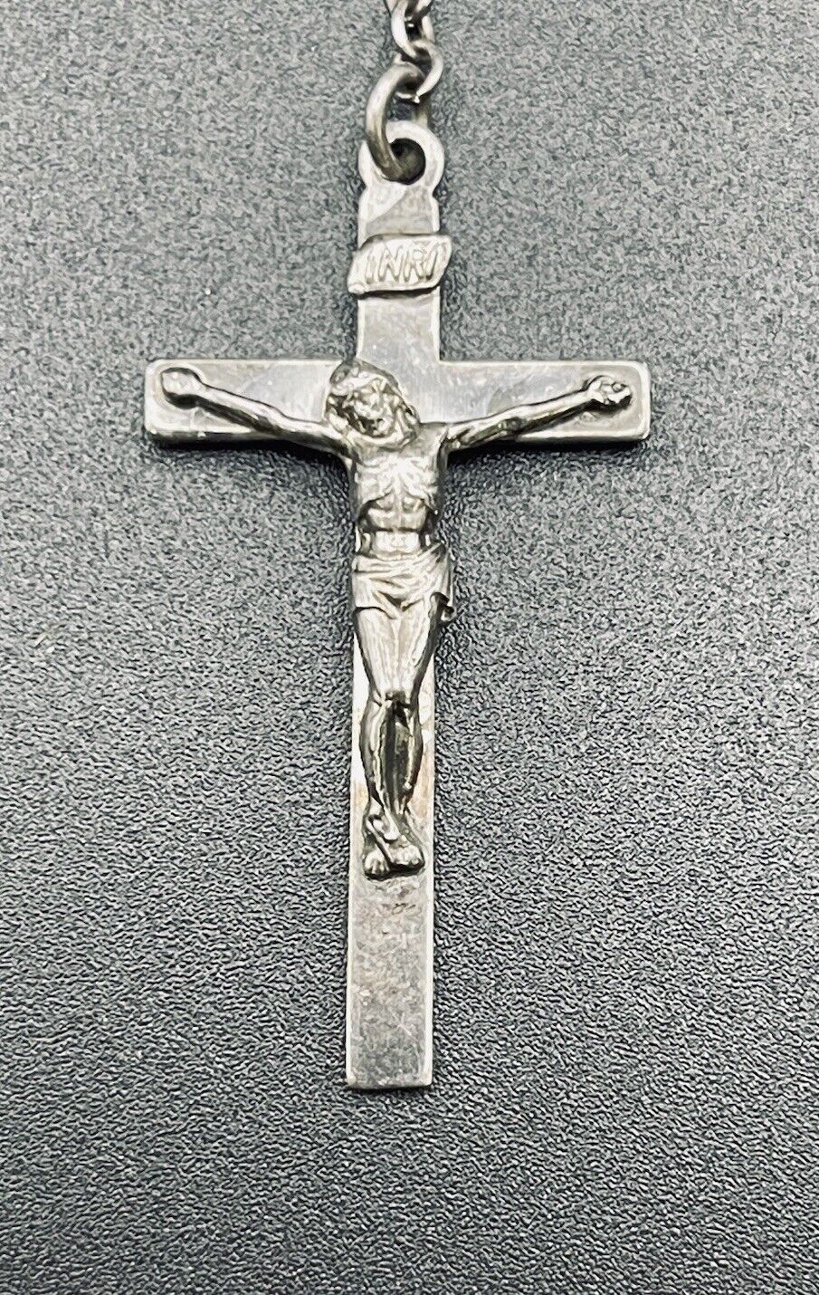 24” MCM Vintage Sterling Silver Crucifix Rosary Necklace 16 Grams 
