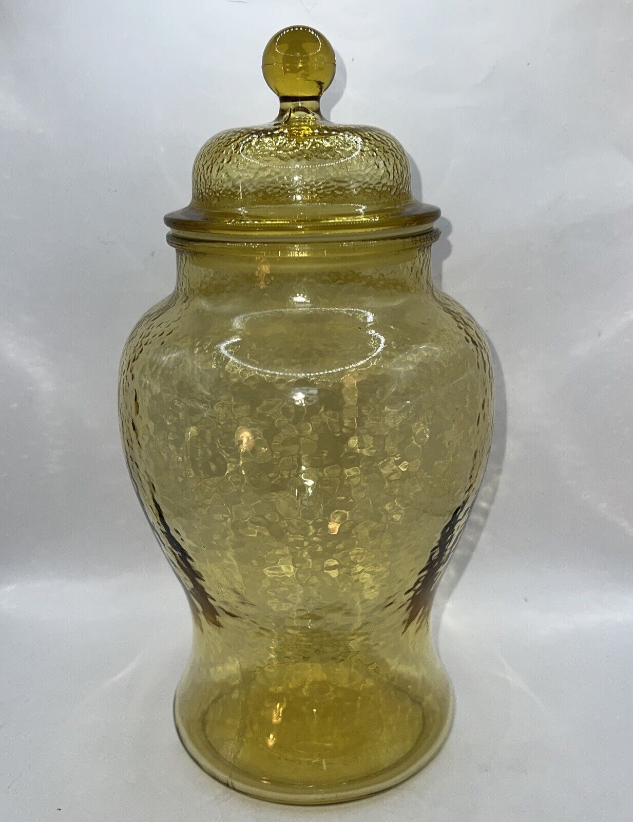 Vintage Indiana Glass Honey Amber Cookie Jar Canister 11.5” Tall