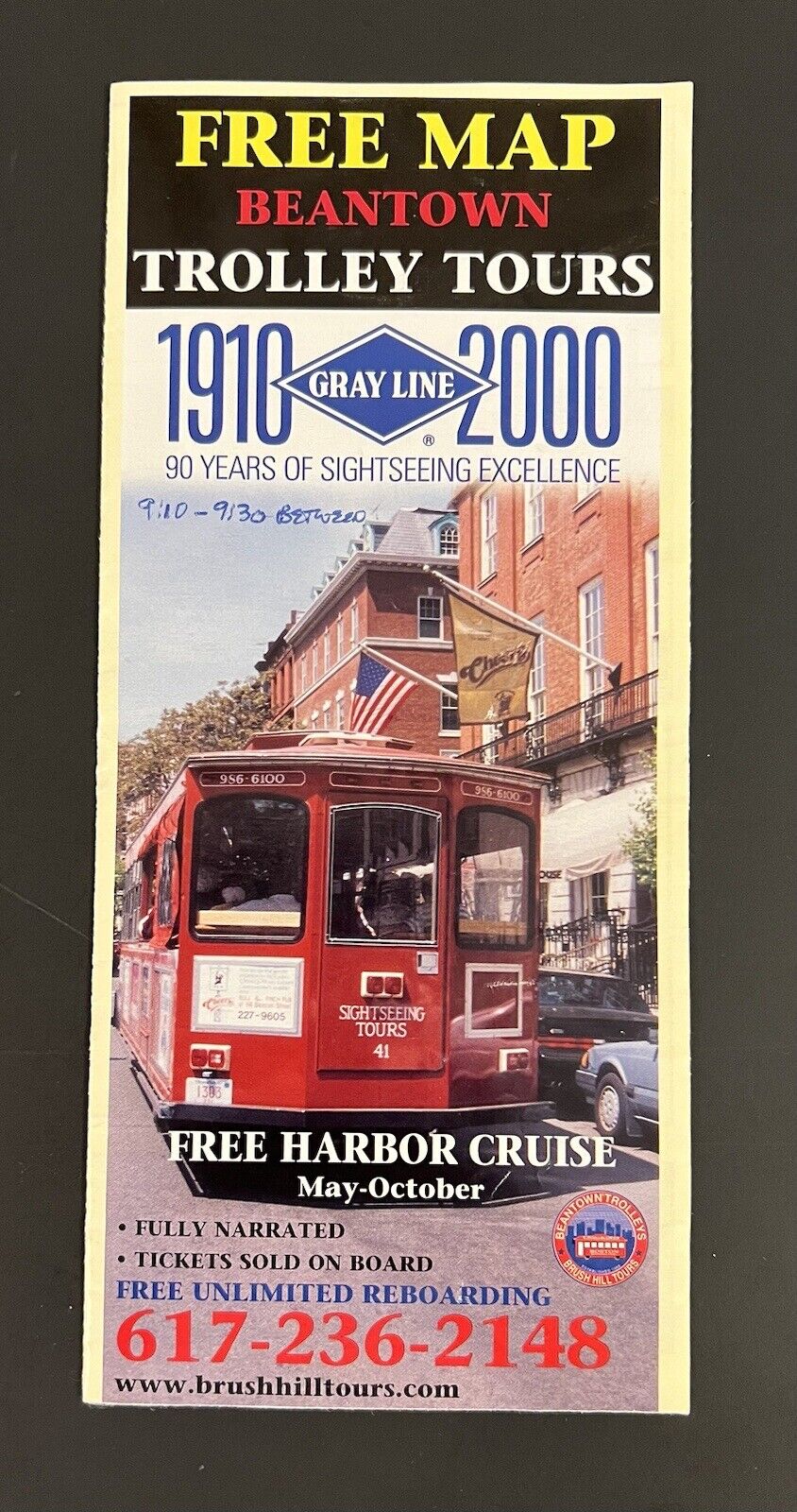 VTG 2000 Boston Travel Ephemera 1910-2000 Gray Line Beantown Trolley Tours 