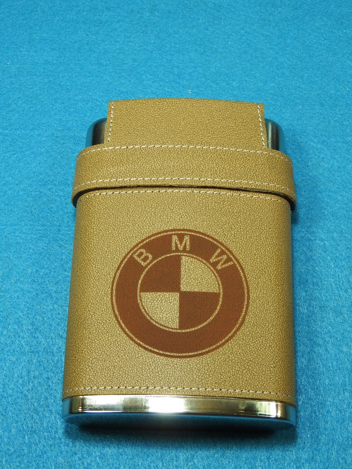 BMW 7oz. Flask with Lid that Holds 3 Shot Glasses - New