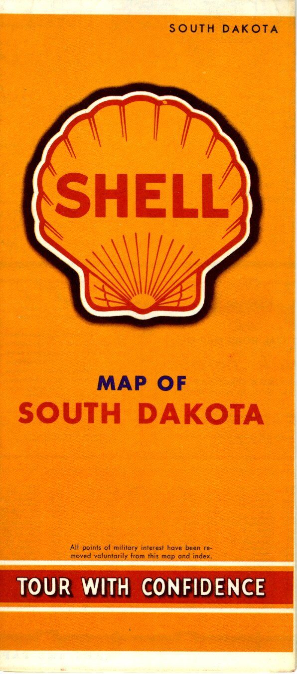 1942 Shell Road Map: South Dakota NOS