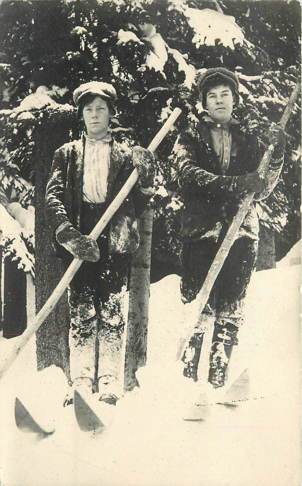 Postcard RPPC Cross Country Pole Skiers Winter 23-1036