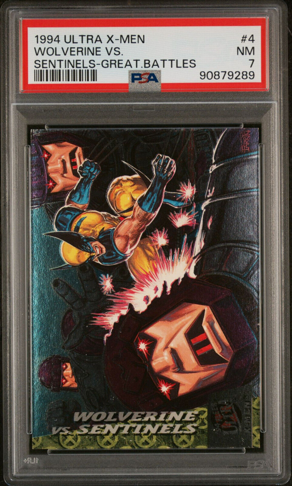 1994 Ultra X-Men Greatest Battles #4 Wolverine vs Sentinels PSA 7 NM