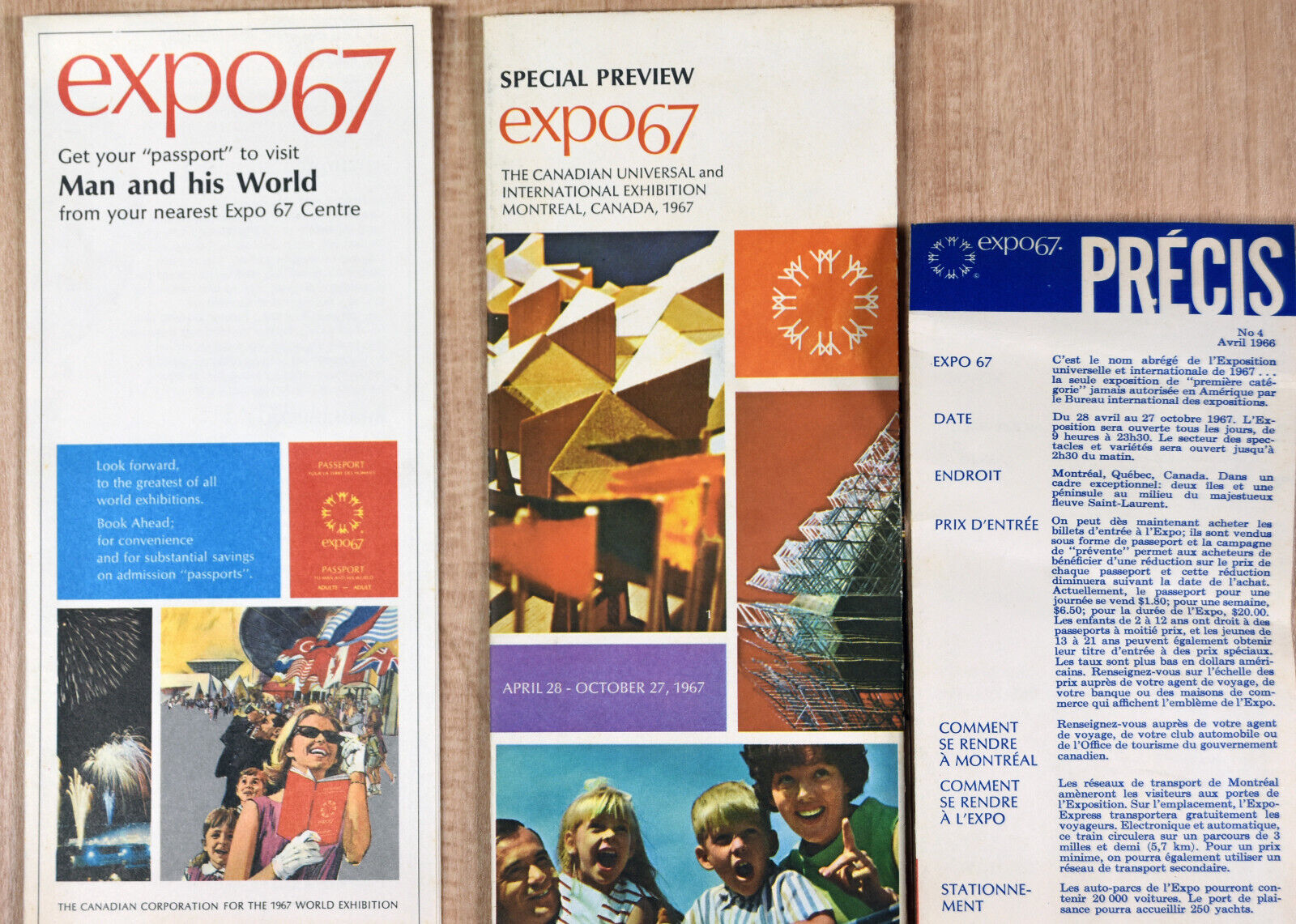 1967 Set 3 Pamphlets Expo '67 Canadian Universal Exhibition Montreal Preview