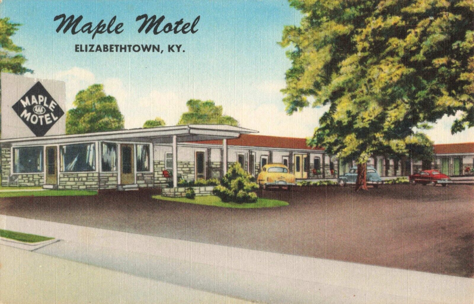 Maple Motel Elizabethtown Ky Linen Vintage Postcard PP20