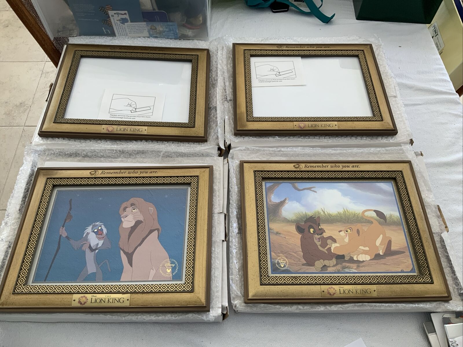 Disney’s The Lion King Etched Frames w/Lithos “Remember Who You Are” Set Of 4